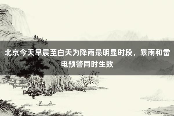 北京今天早晨至白天为降雨最明显时段，暴雨和雷电预警同时生效