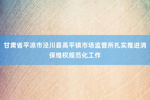 甘肃省平凉市泾川县高平镇市场监管所扎实推进消保维权规范化工作