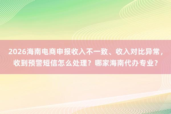 2026海南电商申报收入不一致、收入对比异常，收到预警短信怎么处理？哪家海南代办专业？