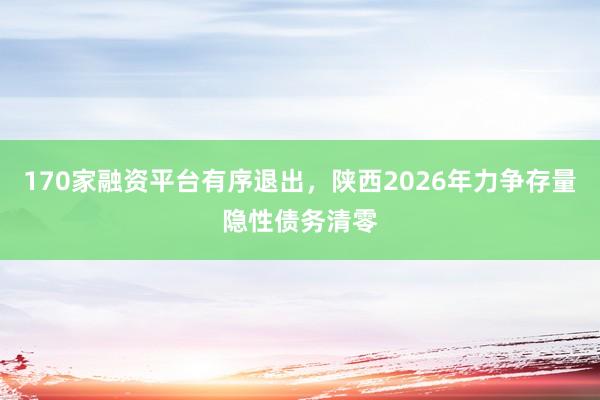 170家融资平台有序退出，陕西2026年力争存量隐性债务清零