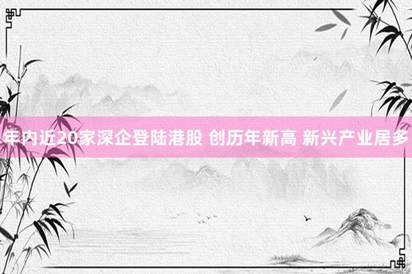 年内近20家深企登陆港股 创历年新高 新兴产业居多