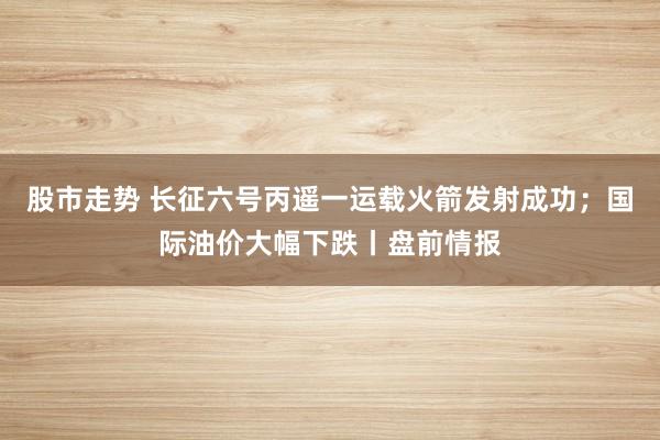 股市走势 长征六号丙遥一运载火箭发射成功；国际油价大幅下跌丨盘前情报