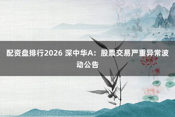 配资盘排行2026 深中华A：股票交易严重异常波动公告