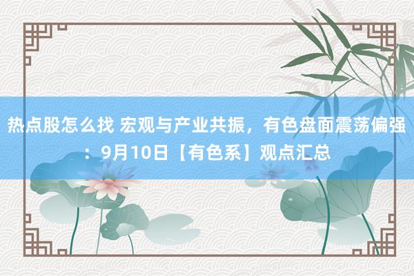 热点股怎么找 宏观与产业共振，有色盘面震荡偏强：9月10日【有色系】观点汇总
