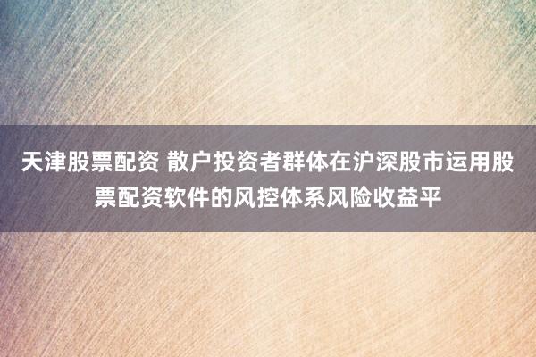 天津股票配资 散户投资者群体在沪深股市运用股票配资软件的风控体系风险收益平