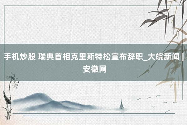 手机炒股 瑞典首相克里斯特松宣布辞职_大皖新闻 | 安徽网