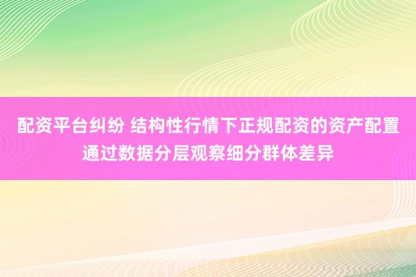 配资平台纠纷 结构性行情下正规配资的资产配置通过数据分层观察细分群体差异