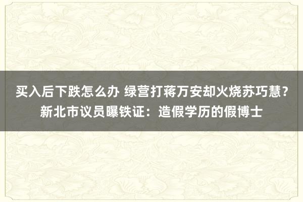 买入后下跌怎么办 绿营打蒋万安却火烧苏巧慧？新北市议员曝铁证：造假学历的假博士