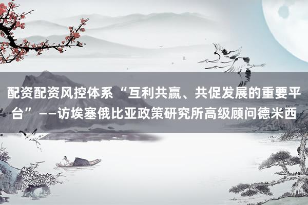 配资配资风控体系 “互利共赢、共促发展的重要平台” ——访埃塞俄比亚政策研究所高级顾问德米西