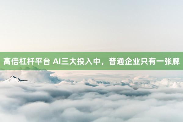 高倍杠杆平台 AI三大投入中，普通企业只有一张牌